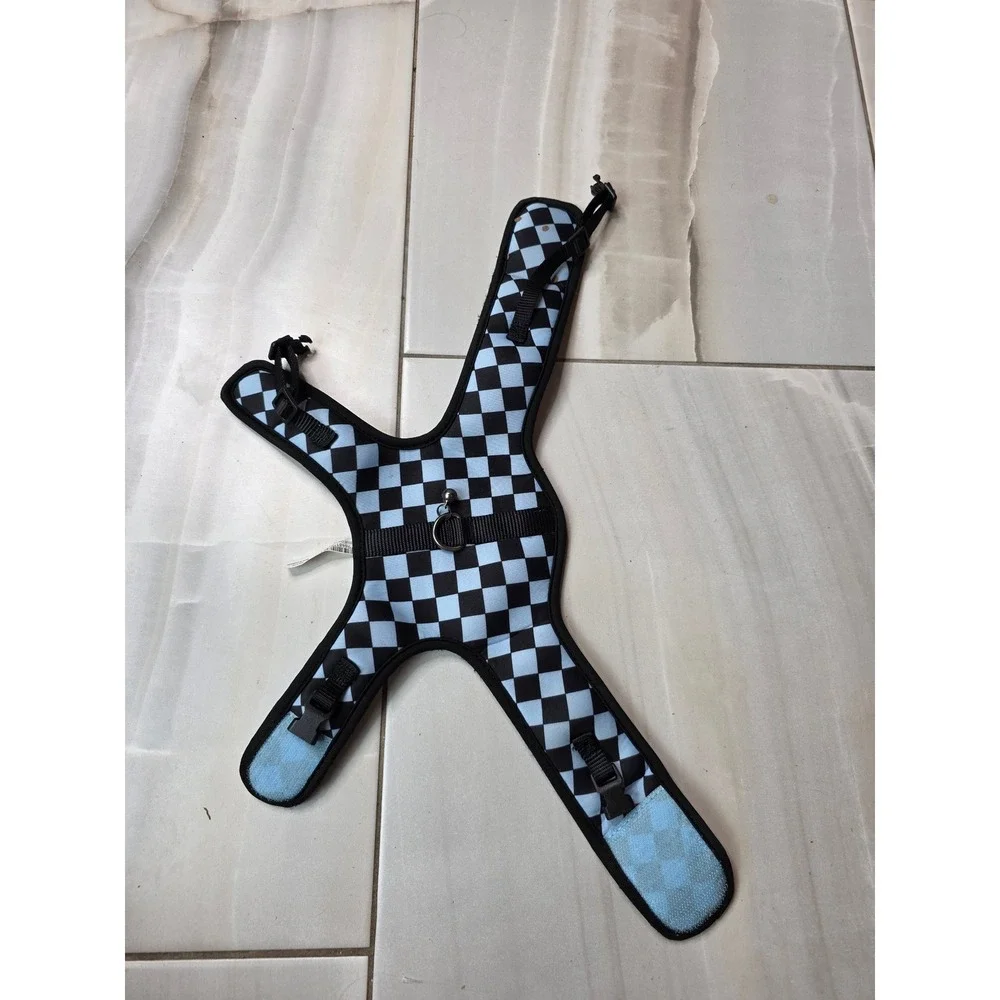 Blue and Black Checkered Mesh Cat Harness‎ Adjustable Small Pet Vest B2